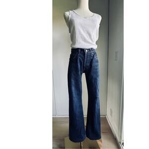 Vintage LEE Jeans High Waist Flared Dark Wash Denim USA Button Fly Size 27